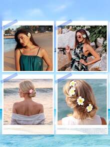 9 件装鸡蛋花发夹夏威夷热带发饰，人造鸡蛋花爪夹，女士适用，非常适合海滩派对、婚礼、夏季节日、热带度假、返校活动、发夹、发夹、学校用品 - 彩色 - 查看 5