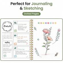 140 页圆点螺旋笔记本，适合男士和女士，圆点网格日记本，用于日记、笔记、写作，A5（6 英寸 X 8 英寸）