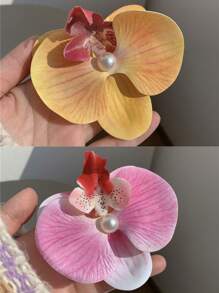 1 pieza Pinza de pelo con flor azul de orquídea acrílica soñadora y dulce, accesorio de pelo para salidas y sesiones de fotos, accesorio de pelo con flores