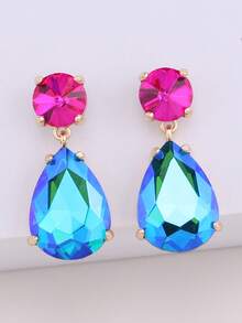 ACEHLN 1 par de pendientes de botón de aleación de zinc con estilo norteamericano con colgante de gota de cristal, pendientes de lujo decorados con diamante de imitación para bodas y ocasiones formales - Estilo 1 - Ver 20