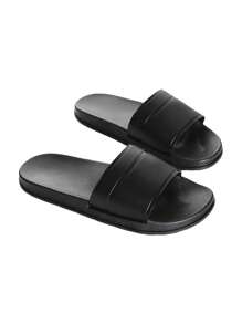 Disney Men's Simple Strap Slide Slippers, Quiet Indoor Home Slip Resistant Bathroom Bathroom Solid Color Sandals