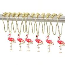 12pcs Flamingo Shower Curtain Hooks, Stainless Steel Rust-Proof Bathroom Decor Accessories (Flamingo) - Flamingo - View 4