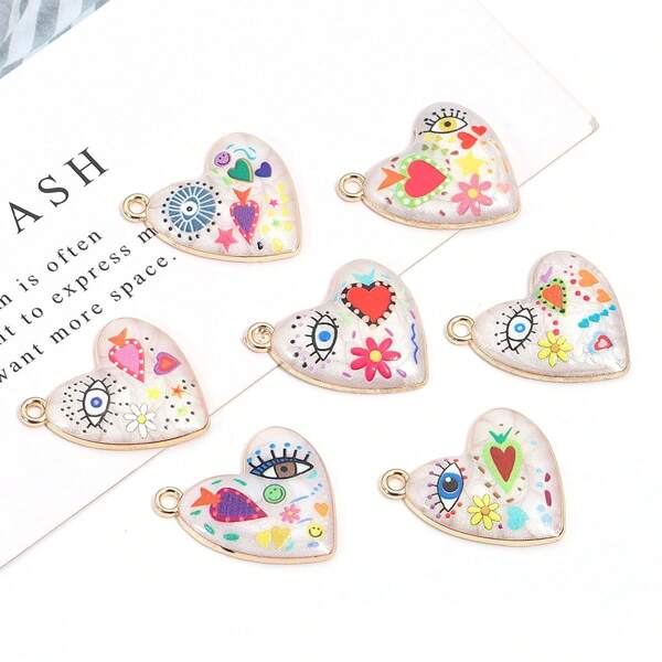 2/15 pièces Assortiment aléatoire de pendentifs mode sombre cœur et œil du mal, convenant pour la fabrication de colliers, bracelets, boucles d'oreilles, porte-clés, chaînes de téléphone, bijoux pour couple