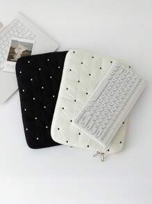 1 Stück neue bestickter Polka-Punkt Laptoptasche, Tablettasche, Innentasche und neue Notebookspeicher Innentasche. Sie zeichnet sich durch einen modischen, schlichten und frischen Stil mit einem bestickten Polka-Punkt-Design aus, was sie zu einer ausgezeichneten Wahl für Tablet-Nutzer macht. Laptoptasche für Frauen MacBook Hülle College-Essentials Schulanfang Laptophülle