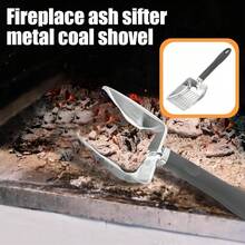 多功能铲、猫砂铲、煤铲、镂空壁炉灰筛金属黑煤铲、壁炉灰筛金属煤铲、壁炉火坑工具、户外烧烤架、耐热壁炉炭铲 - 多色 - 查看 2
