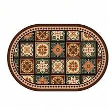 1/3pcs Set Brown Floral Tile Non-Slip Water Absorbent Bathroom Mat, Silica Gel Retro Pattern Bath Mat, U-Shaped Toilet Mat And Vanity Mat, 2.5mm Thickness Entryway Decor Bathroom Kitchen Decor Kitchen Rug - Gạch nâu - Xem 8