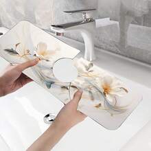 1件，花卉印花硅藻泥水龙头吸水垫，可切割，浴室水龙头防溅垫，防潮防滑水龙头垫，厨房台面配件。 - 彩色 - 查看 11