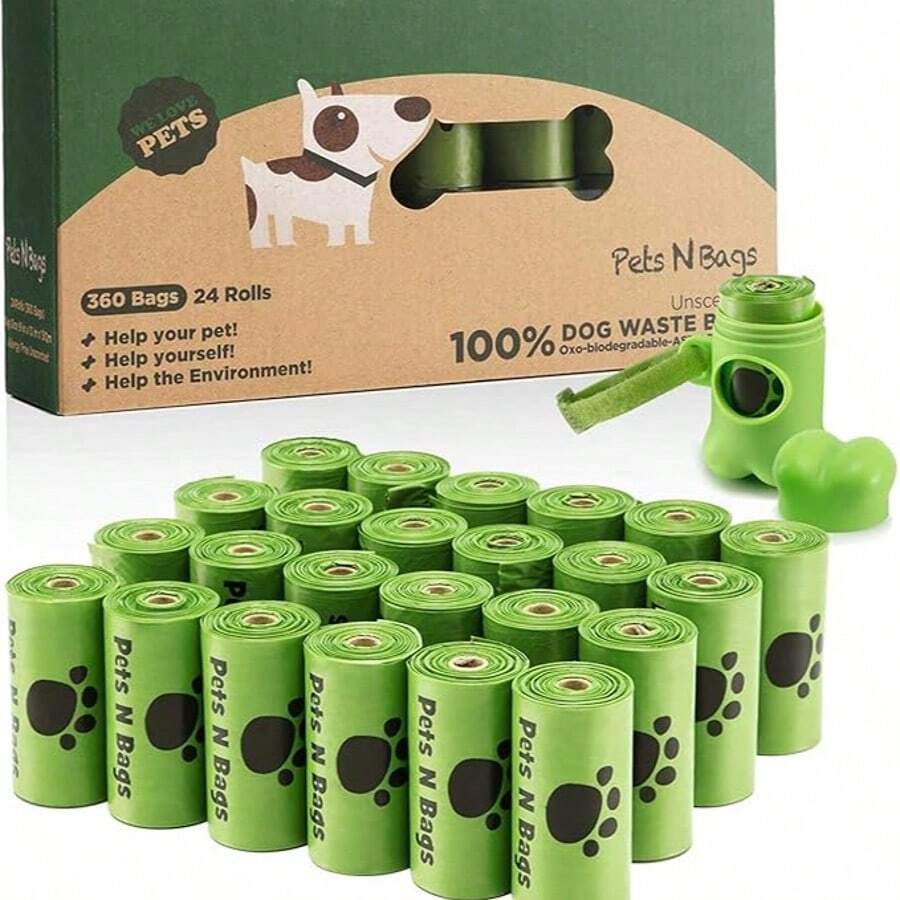 Friendly And Practical! EPI  Pet Waste Bags Have A Double-Layer, Thickened, Leak-Proof Design, A Strong Drawstring For Easy Carrying, And A Point-Break Design That Is Easy To Tear And Does Not Stick, Giving Your Dog A Perfect Cleaning Experience. - màu xanh lá - Xem 1