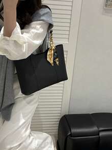 新款奢华高端图案多功能女士单肩包/手提包 - 黑色 - 查看 2