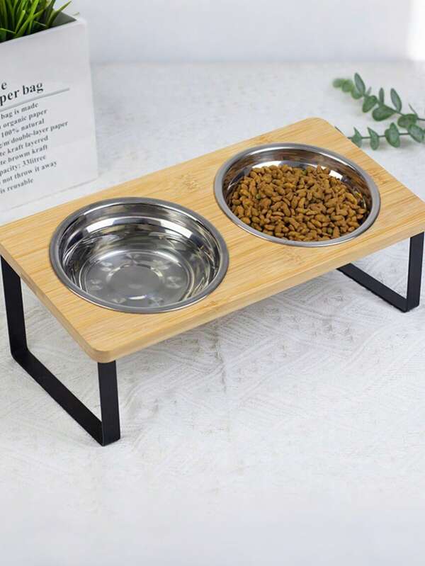 Raised Cat Food Water Bowl Elevated Tilted Kitty Dishes Set Of 2 Stainless Steel Dish For Indoor Cats Orthopedic Pet Food Stand Anti Vomiting 2 Bowl Cat Feeder Easy Assembly