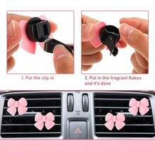 Pink Car Air Freshener Vent Clip Bows 8pcs Cute Girly Car Decor Accessories Air Conditioning Outlet Clip Pink Interior Aesthetic Decorations Stuff For Women Girl Cars Inter Decor For Gift - Pink - View 4