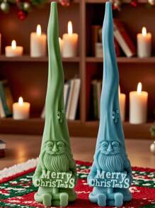 Molde de silicona de vela aromática con diseño de Santa Claus, decoración de vela larga de Navidad, se puede usar para hacer velas, piedras de aromaterapia, decoración del hogar, fácil de desarmar y limpiar, materiales reutilizables para manualidades, regalos artesanales navideños