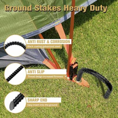 Nadaje się do kotew do trampolin, wiatroodporna - wytrzymała, 12-calowa kotwa gruntowa w kształcie litery U - ocynkowane stalowe kołki do namiotów kempingowych, ogrodzeń, dekoracji ogrodowych, wtyczek uziemiających