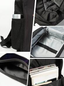 GUSTELL 3pcs Set: Cool Tech Football Particle, Golden Crown, Cosmic Star Chain Pattern Backpack, Shoulder Bag, Pencil Case Set. Suitable For Travel, Camping, Casual Cartoon Backpack With Padded Back And Adjustable Shoulder Straps, Fashionable, Durable, Practical (Football Element Pattern) - Bundles - View 8