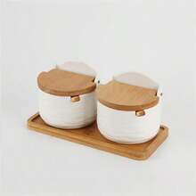 1件日式调味罐套装，适用于厨房香料罐/调味盒/味精罐/盐和胡椒罐，调味品储存罐和盖子，食物储存盒和勺子，厨房用品，厨房装饰