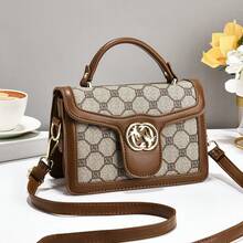 Women Shoulder Bags - 棋盤格-棕色拼咖啡 - 查看 6
