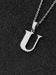 1 pezzo Semplice e alla moda collana con pendente a lettera 26 in acciaio inossidabile, adatta per uso quotidiano, un ottimo regalo per gli amici - Multicolore - Visualizzare 34