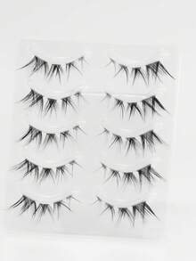 5对透明斜飞狐假睫毛，欧美款轻盈浓密，狐眼型睫毛。条状睫毛，睫毛，睫毛，假睫毛