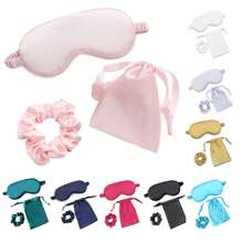 Artificial Silk Sleep Masks Set Satin Sleeping Eye Mask Hair Scrunchies Night Blindfold Blackout Eyeshades Eye Cover Wedding Bridesmaid Gifts Pink.Silk Satin Sleeping Eye Mask, Pink Sleep Eye Mask Night Blindfold For Women And Men, Soft Breathable Blackout Eyeshade Eye Cover For Travel, Wedding Bridesmaid Gift. - Multicolor - View 1