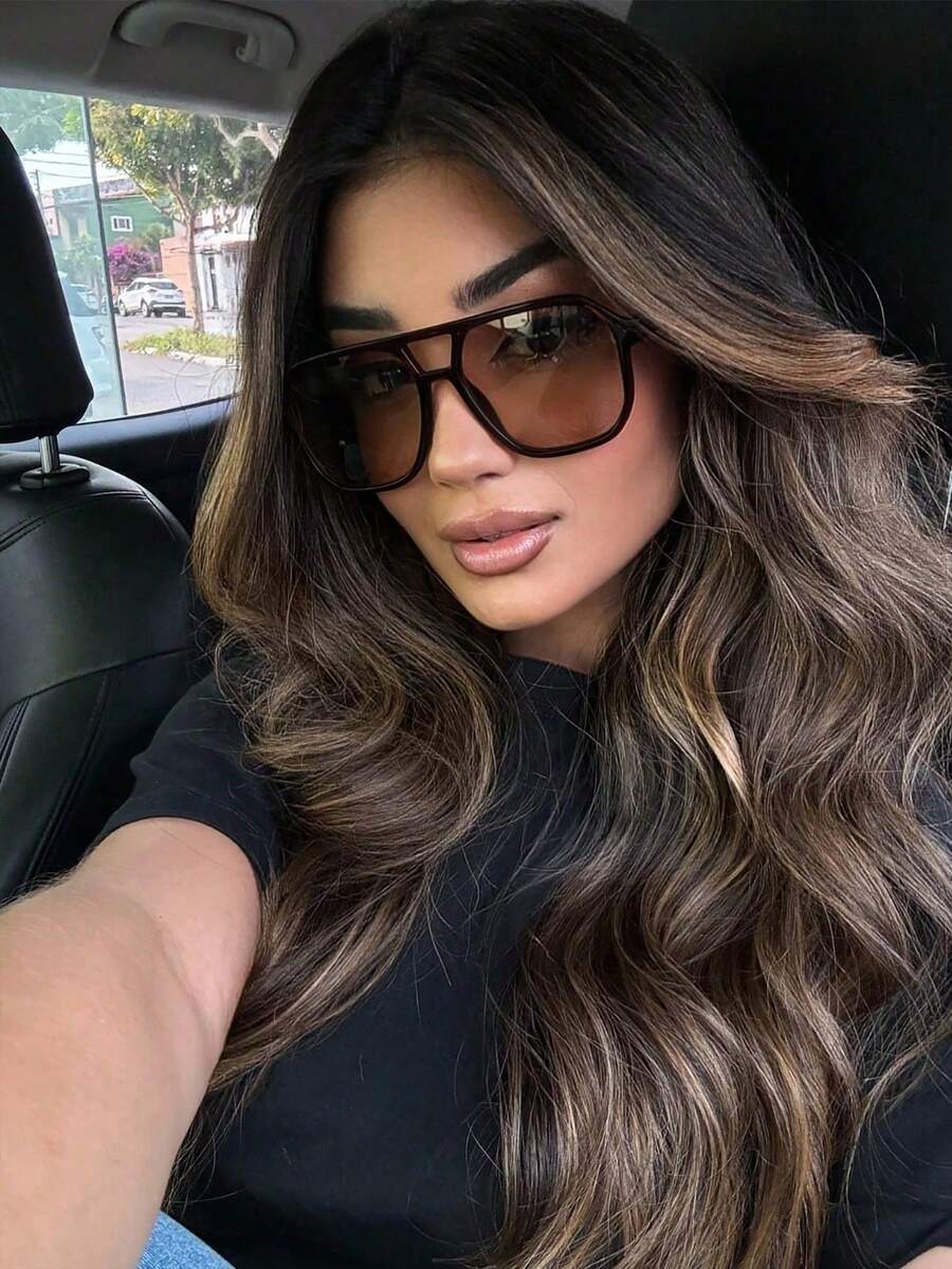 1 Pair Unisex Fashionable Aviator Glasses, Suitable For Driving, Travel, Vacation, Summer Beach, Outdoor Activities And Travel - Multicolor - View 1