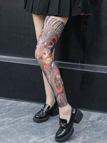 1 Stück Leggings mit floralem Tattoo-Muster, 360 Grad lebendiges buntes gemustertes Design, geeignet für Alltagstragen, Partys, Auftritte und als Geschenk