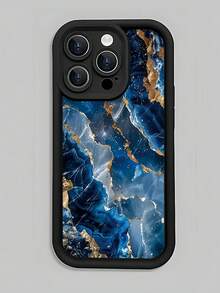 1 件蓝色渐变大理石纹防震全包裹硅胶手机壳，适用于 16、15、14、13、12、11 Pro Max 及系列
