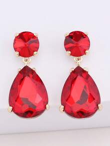 ACEHLN 1 par de pendientes de botón de aleación de zinc con estilo norteamericano con colgante de gota de cristal, pendientes de lujo decorados con diamante de imitación para bodas y ocasiones formales - Estilo 1 - Ver 13