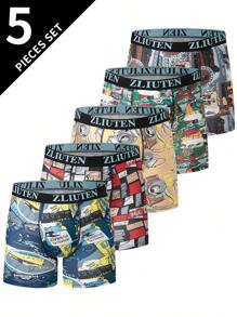5pcs/Pack Teen Boys' Boxer Briefs, Mid-Rise Trunks For Boys Aged 12-18 Years Old