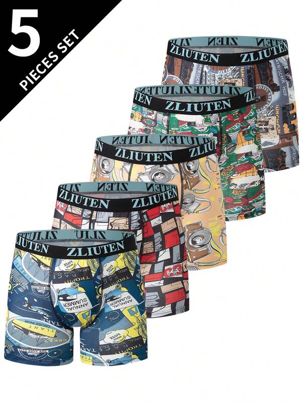 5 pièces/Paquet Boxers pour garçons adolescents, Caleçons taille mi-haute pour garçons âgés de 12 à 18 ans