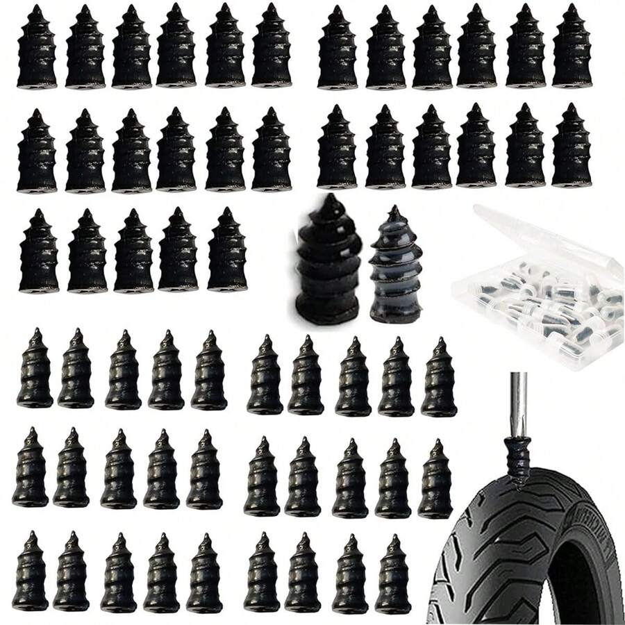 60 Pcs Tire Repair Rubber Nails - Tire Repair Nails, Tire Repair Rubber Screws. A Fast Tool For Self-Service Tire Repair, These Vacuum Tire Repair Rubber Nails Are Suitable For Puncture Repair Of Car And Motorcycle Tires. - 60 件 - 查看 1