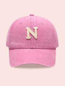 1 件男女字母印花水洗棒球帽，适合户外活动和日常佩戴的太阳帽，防晒 - 粉色 - 查看 24