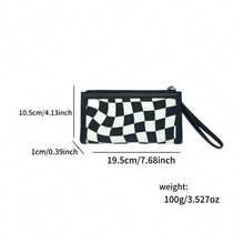 1 Pc Chessboard Pattern PU Leather Multi-Card Slots Zippered Fashion Ladies Long Wallet For Women Wallet Purse Wallet Wristlet Wallet Wallet - Black and White - View 4