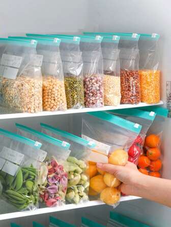 30/10pcs Frozen Food Storage Bag, Food Preservation Bag, Vegetable And Fruit Preservation Lock Water Bag, Oat And Soybean Storage Tool, Closet, Kitchen And Refrigerator Preservation Accessories, Frozen Food Meatball Storage Bag, Kitchen Storage And Organization, Preservation Tool