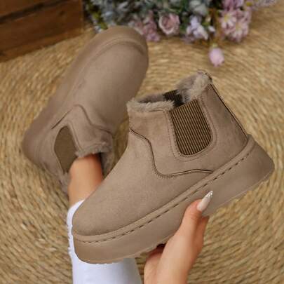 女士舒适冬季雪地靴，保暖内衬踝靴，厚底，适合户外探险，冬季靴子