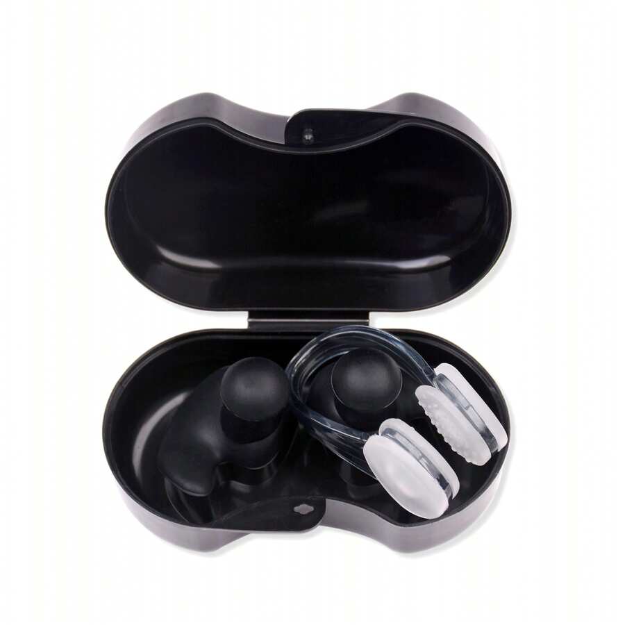 Swimming Silicone Earplugs Nose Clip Set Waterproof Spiral Earplugs Boxed Adult Beginners Swimming Equipment Silicone Earplugs, Beach Essentials, Beach Accessories, Pool Float