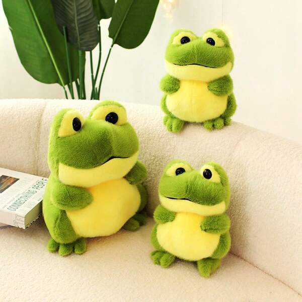 1pc Cute Cartoon Frog Plush Doll, Soft Stuffed Frog Doll Plush Frog Cushion Decoration, Great Birthday Gift For Children