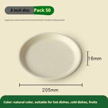 10/50pcs 6/8 Inch Thick Luxury Sugarcane Fiber Paper Plates - Reusable, Leak-Proof, Disposable, Suitable For Celebration Events - Multicolor - View 15