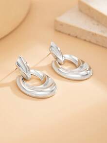 1 Cặp bông tai mặt dây chuyền xoắn ốc hình học cổ điển, quà tặng trang sức thời trang phong cách tối giản cho phụ nữ, phong cách Châu Âu và Mỹ - Vàng - Xem 10