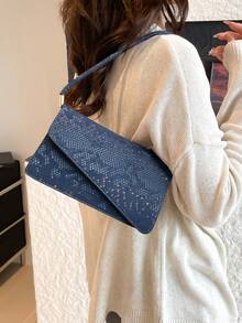 女士简约方形斜挎包，时尚纯色单肩手提包，休闲托特包，复古