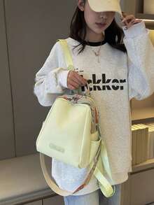 女士新款纯色软皮高端双肩包，时尚优雅牛津布经典双肩包