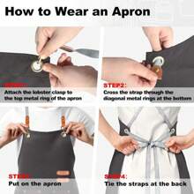 Chef Canvas Apron Men Women, Kitchen Bib Apron With 4 Pockets,Cooking Hairstylist Work[CZ]