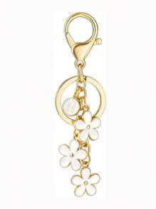1pc Fashionable & Cute Letter Key Chain With Alloy White Flower Pendant Charm Key Ring, Accessory For Women And Students Car Accessories Goth Y2k