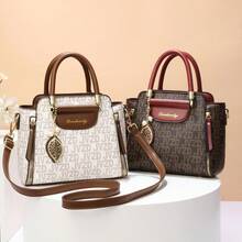 Women Crossbody - 咖啡拼酒紅 - 查看 3