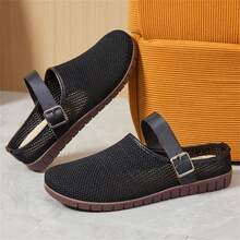 Wandelbare, retroi-inspirierte, weichsohlige Sandalen für Damen, lässiger Netz-Zehenriemen Slip-On Flachschuh, Frühling