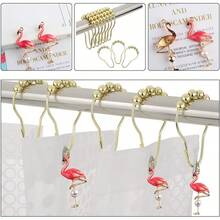 12pcs Flamingo Shower Curtain Hooks, Stainless Steel Rust-Proof Bathroom Decor Accessories (Flamingo) - Flamingo - View 6