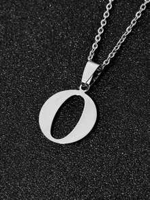 1 pezzo Semplice e alla moda collana con pendente a lettera 26 in acciaio inossidabile, adatta per uso quotidiano, un ottimo regalo per gli amici - Multicolore - Visualizzare 14