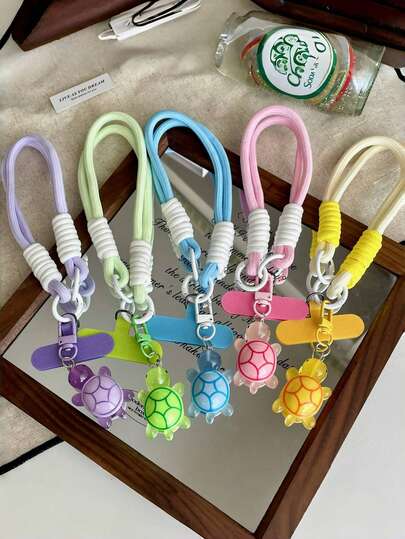 Cordón de muñeca para teléfono móvil con diseño de tortuga marina, correa de teléfono móvil con cuerda adorable, colgante de teléfono desmontable, se ajusta a fundas universales de teléfono, DIY, para mujeres y hombres, correa de mano portátil antideslizante, llavero