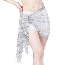 女士镂空肚皮舞臀巾女士肚皮舞流苏臀裙服装配饰亮片短裙 - 彩色 - 查看 8