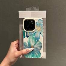 1个TPU材质蓝色优雅芙蓉花图案手机壳，兼容/等手机，国际版，非国内版 - 白色 - 查看 2