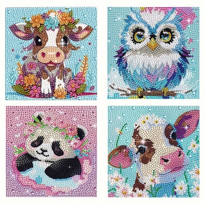 1set 5D Diamond Painting Art Set, DIY Cartoon Animal Diamond Art Mosaic Set, 5D Full Diamond Painting Kit, Mosaic Set, Suitable For Home Wall Decoration And Friends' Festival Gifts
